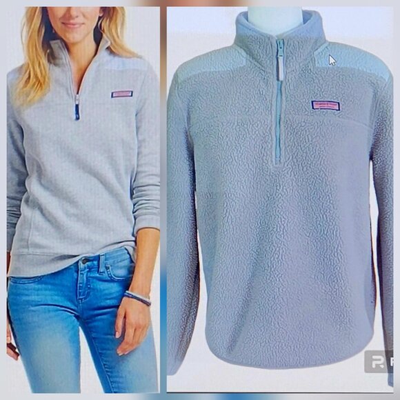 Vineyard Vines Shep Shirt 1/4 Zip Fleece Pullover Whale Logo Size Medium - Picture 1 of 12